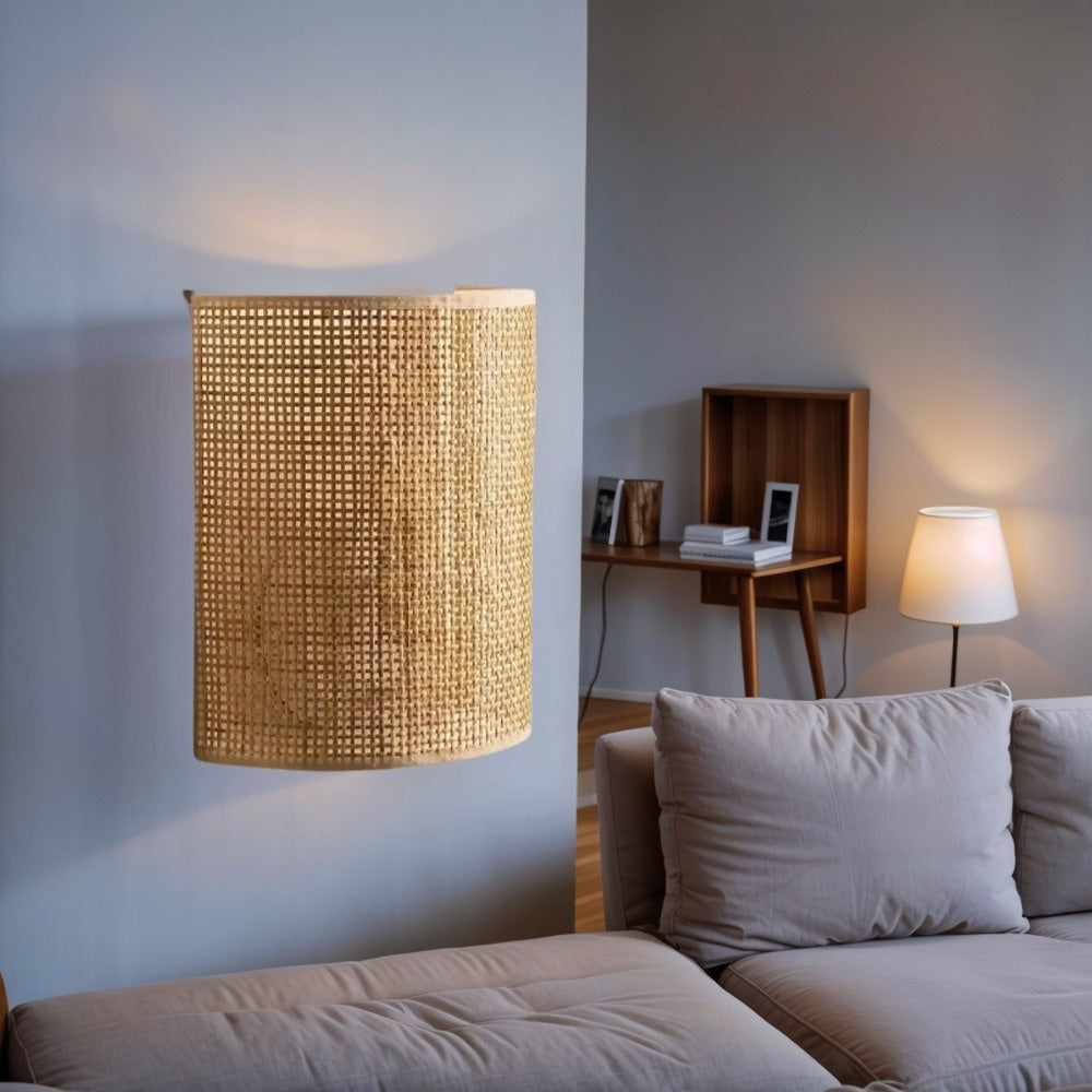 Woven Wall Lamp | Natural Boho LED Wall Light