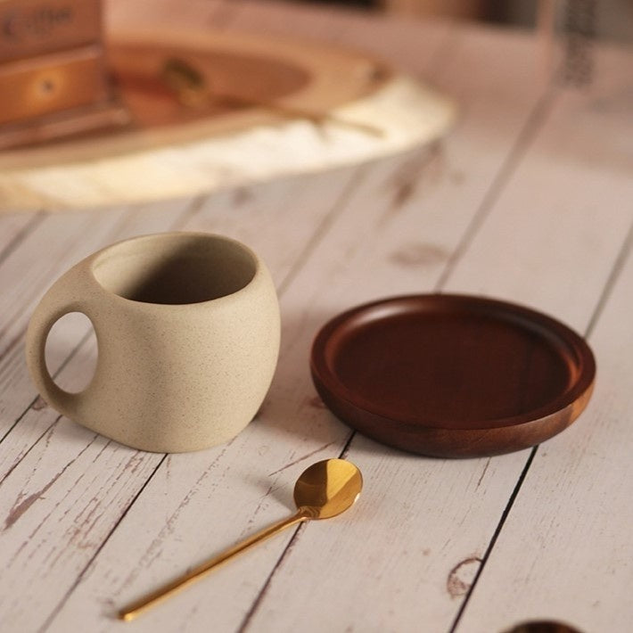 Zen Retro Coffee Cup & Saucer | Elegant Ceramic Coffee Set for Stylish Dining
