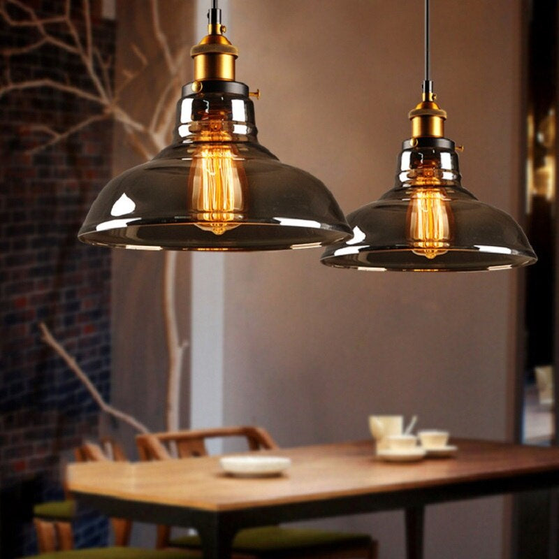 Retro Glass Pendant Light | Art Deco Hanging Lamp Fixture