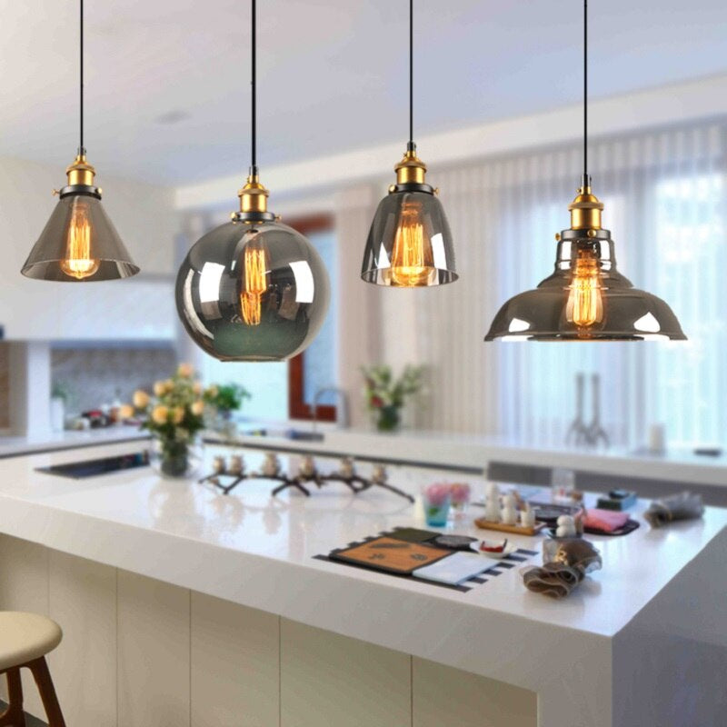 Retro Glass Pendant Light | Art Deco Hanging Lamp Fixture