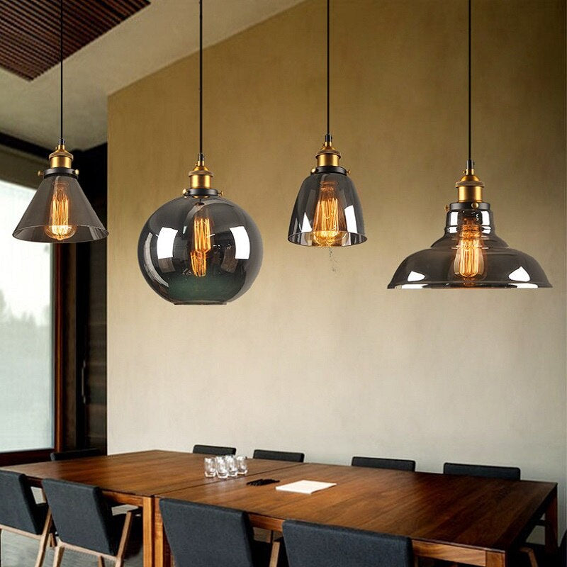 Retro Glass Pendant Light | Art Deco Hanging Lamp Fixture