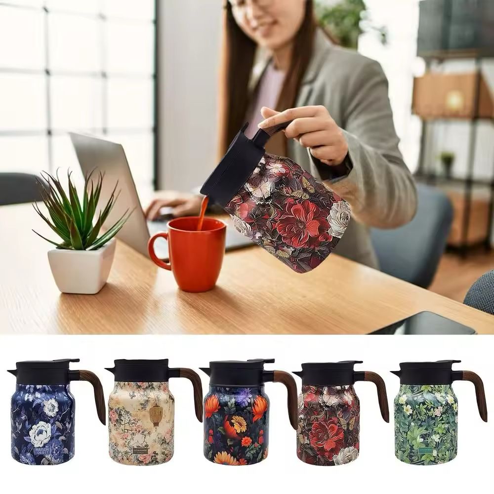 Insulated Coffee Pot | Floral Vacuum Thermos Jug