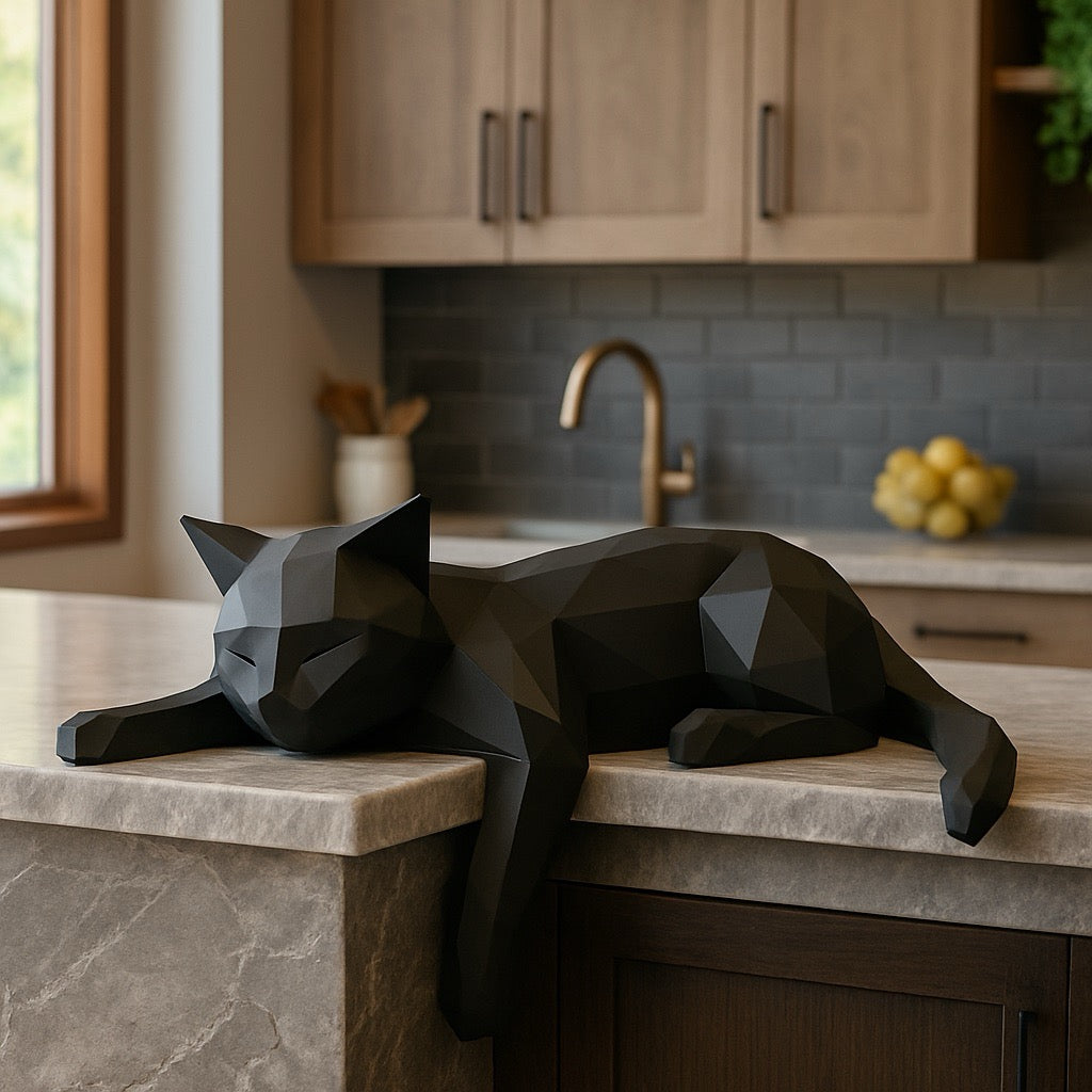 Geometric Cat Statue | Minimalist Modern Home Decoration