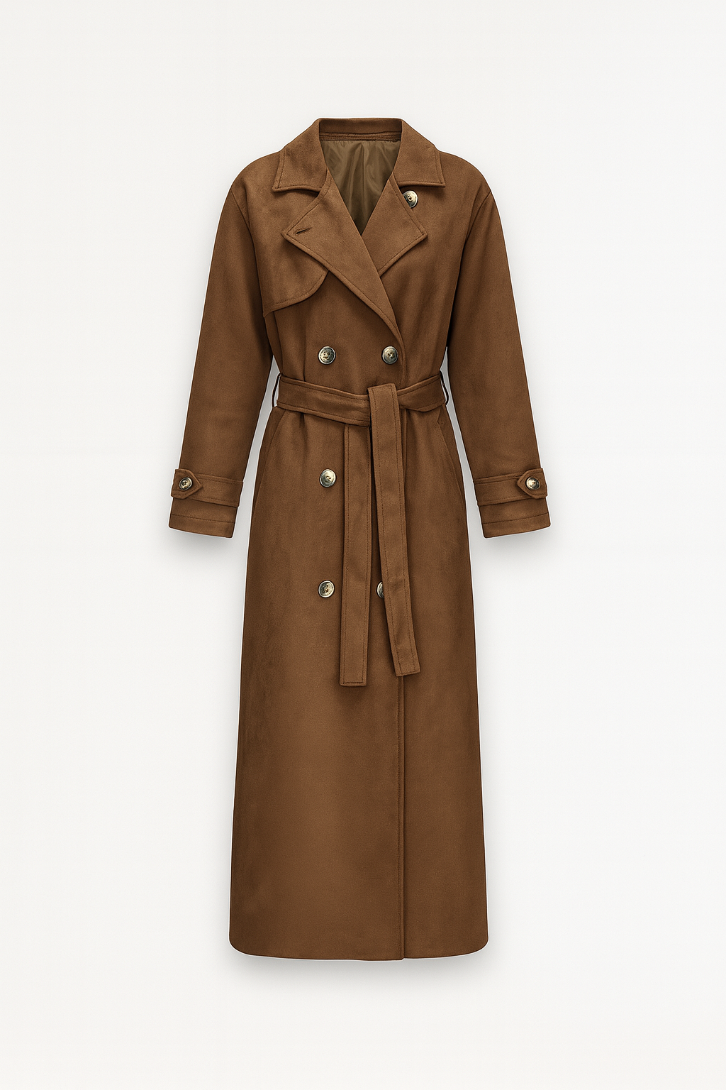 Long Suede Trench Coat for Women