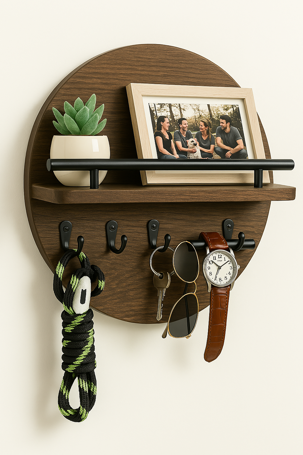 Luxyecs | Round stylish key holder made of eco-friendly wood