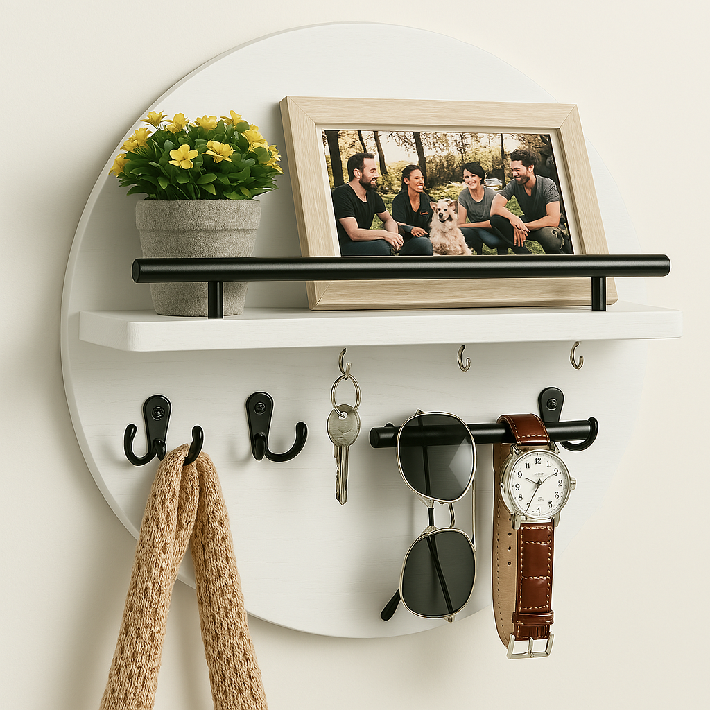 Luxyecs | Round stylish key holder made of eco-friendly wood