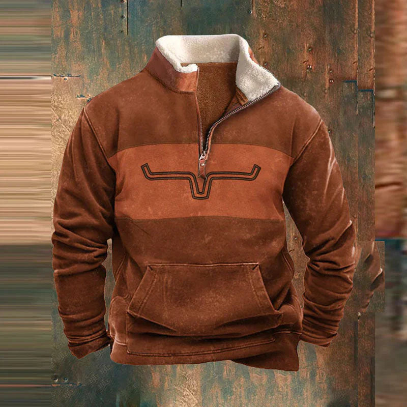Men’s Western Pullover | Casual Quarter Zip Sweatshirt
