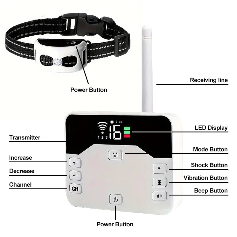 2-in-1 Wireless Fence & Training Collar for Dogs