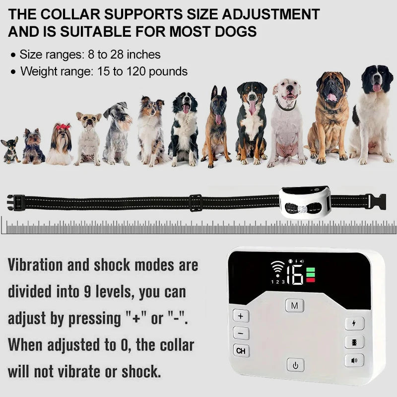 2-in-1 Wireless Fence & Training Collar for Dogs