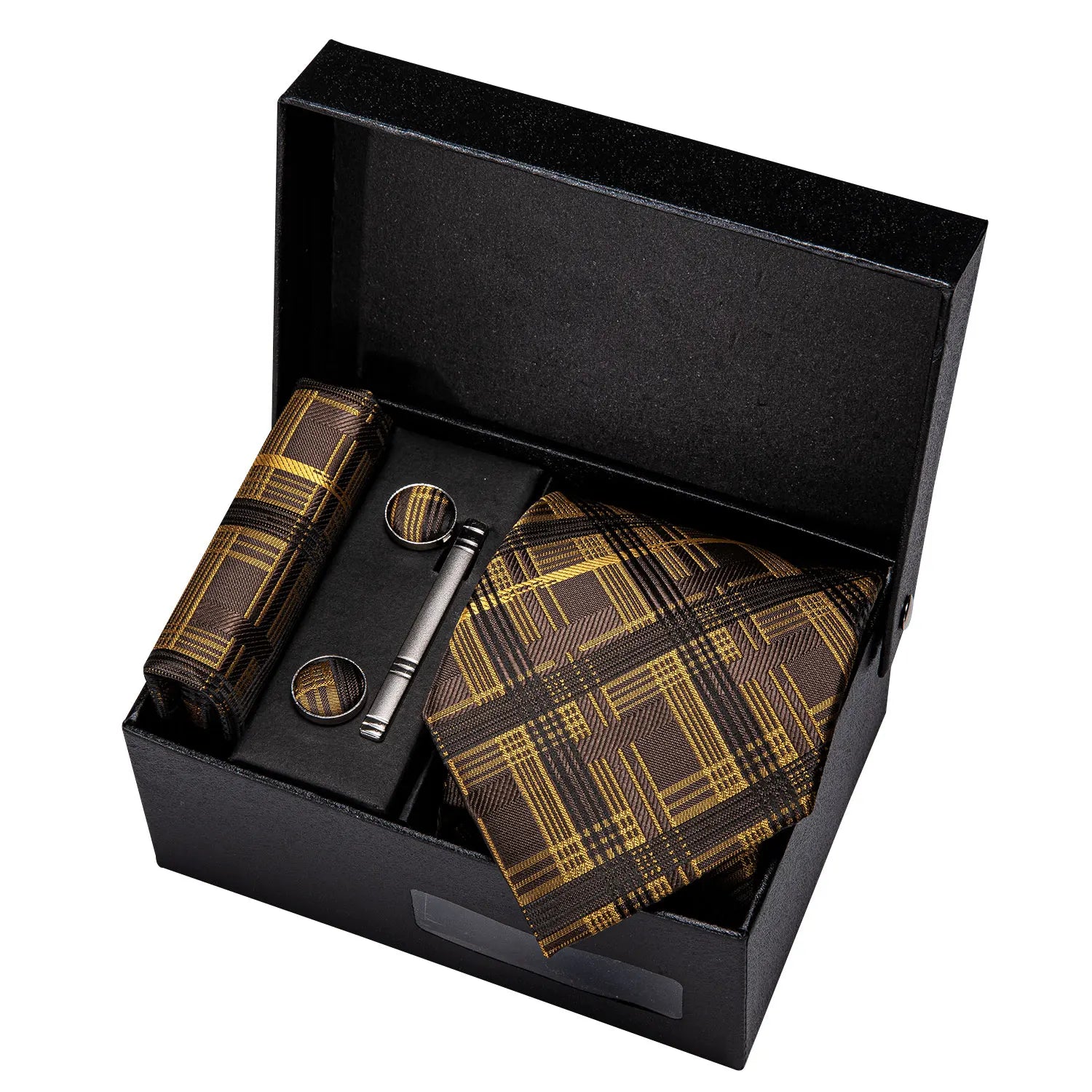 Lorennzi Silk Checkered Tie Set | Premium Silk Tie and Pocket Square for Men