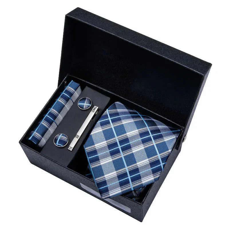 Lorennzi Silk Checkered Tie Set | Premium Silk Tie and Pocket Square for Men