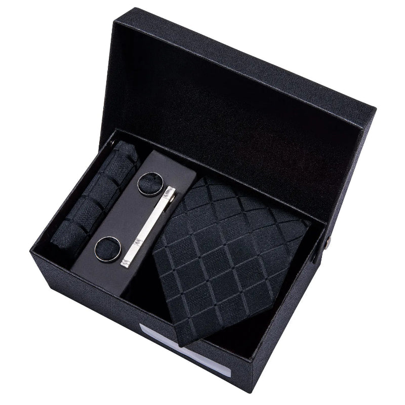 Lorennzi Silk Checkered Tie Set | Premium Silk Tie and Pocket Square for Men