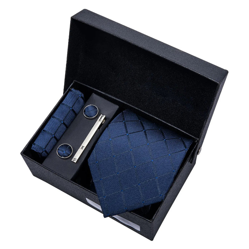 Lorennzi Silk Checkered Tie Set | Premium Silk Tie and Pocket Square for Men