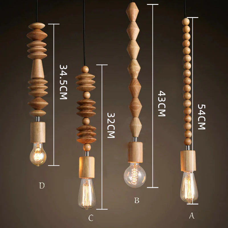 Boho Wooden Bead Pendant Light | Decorative Hanging Ceiling Lamp