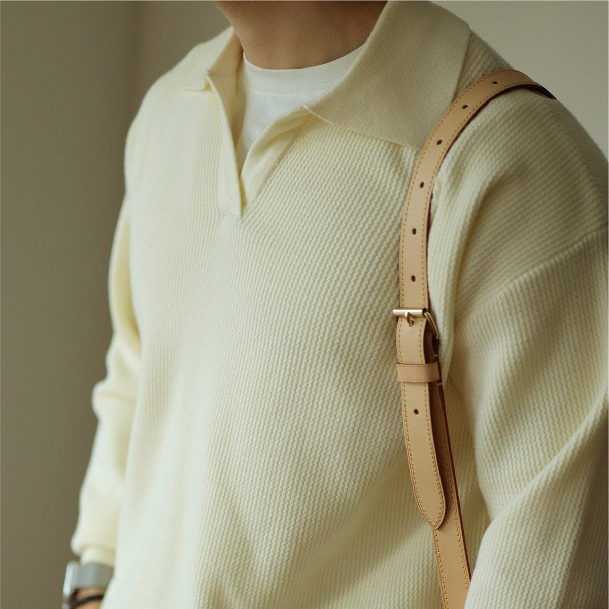 Men’s Long Sleeve Top | Casual Polo Style Shirt