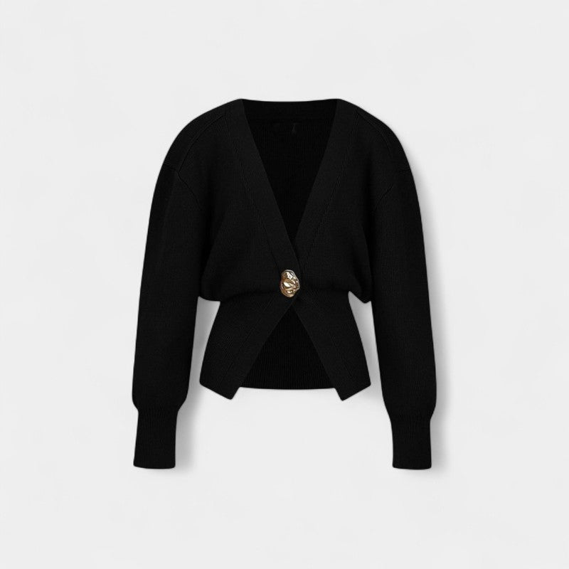 Elegant V-Neck Sweater for Women | Button Detail Knit