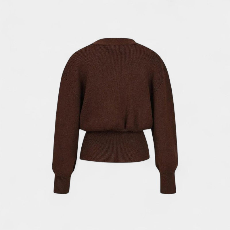 Elegant V-Neck Sweater for Women | Button Detail Knit