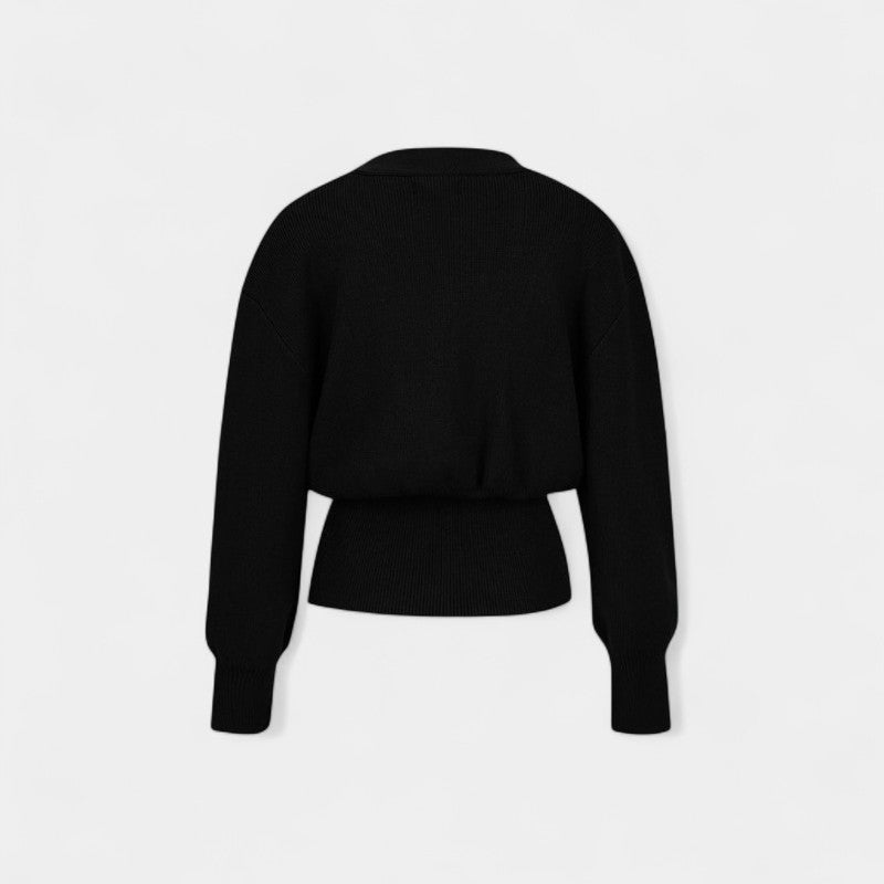 Elegant V-Neck Sweater for Women | Button Detail Knit