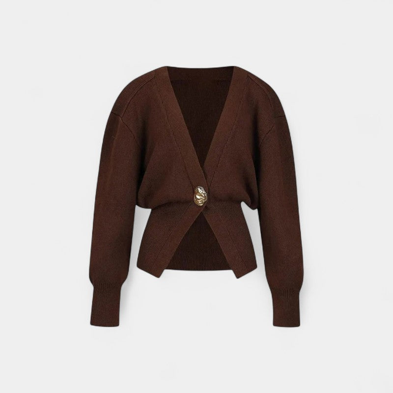 Elegant V-Neck Sweater for Women | Button Detail Knit