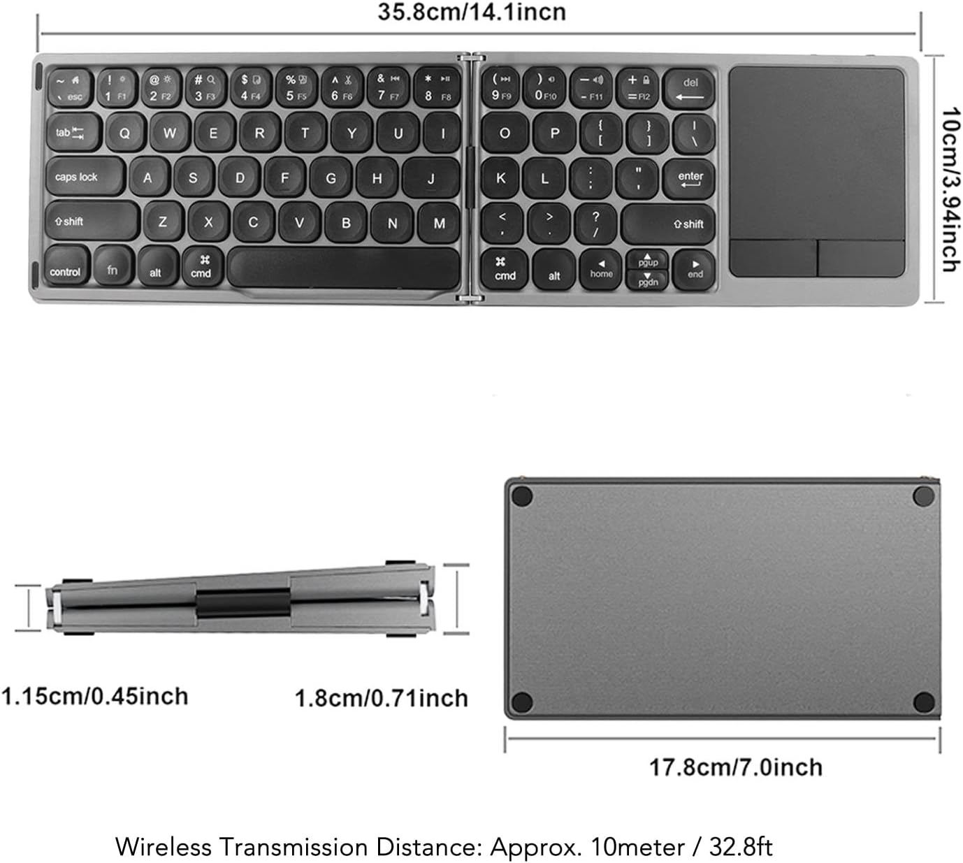 Foldable Wireless Keyboard with Touchpad | Portable and Compact
