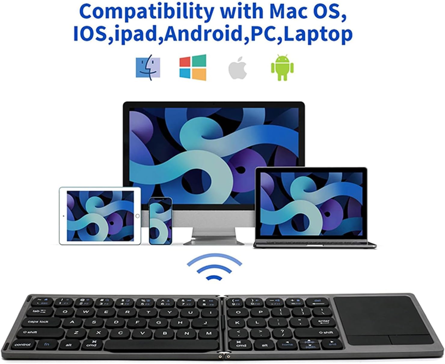 Foldable Wireless Keyboard with Touchpad | Portable and Compact