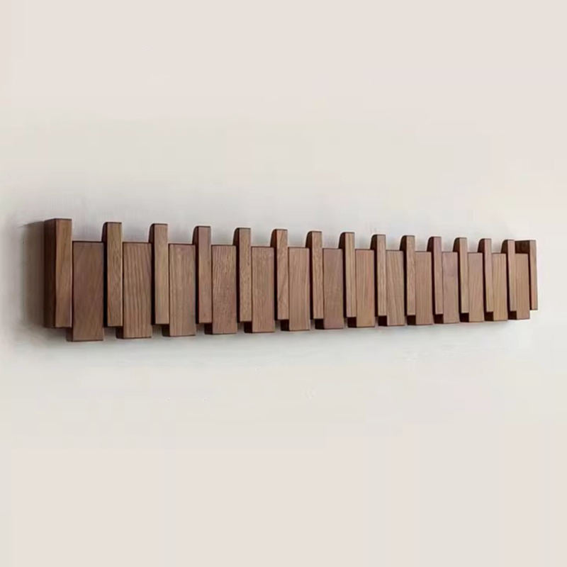 Luxyecs | Handmade Wooden Wall Coat Rack – Piano Style with Foldable Hooks
