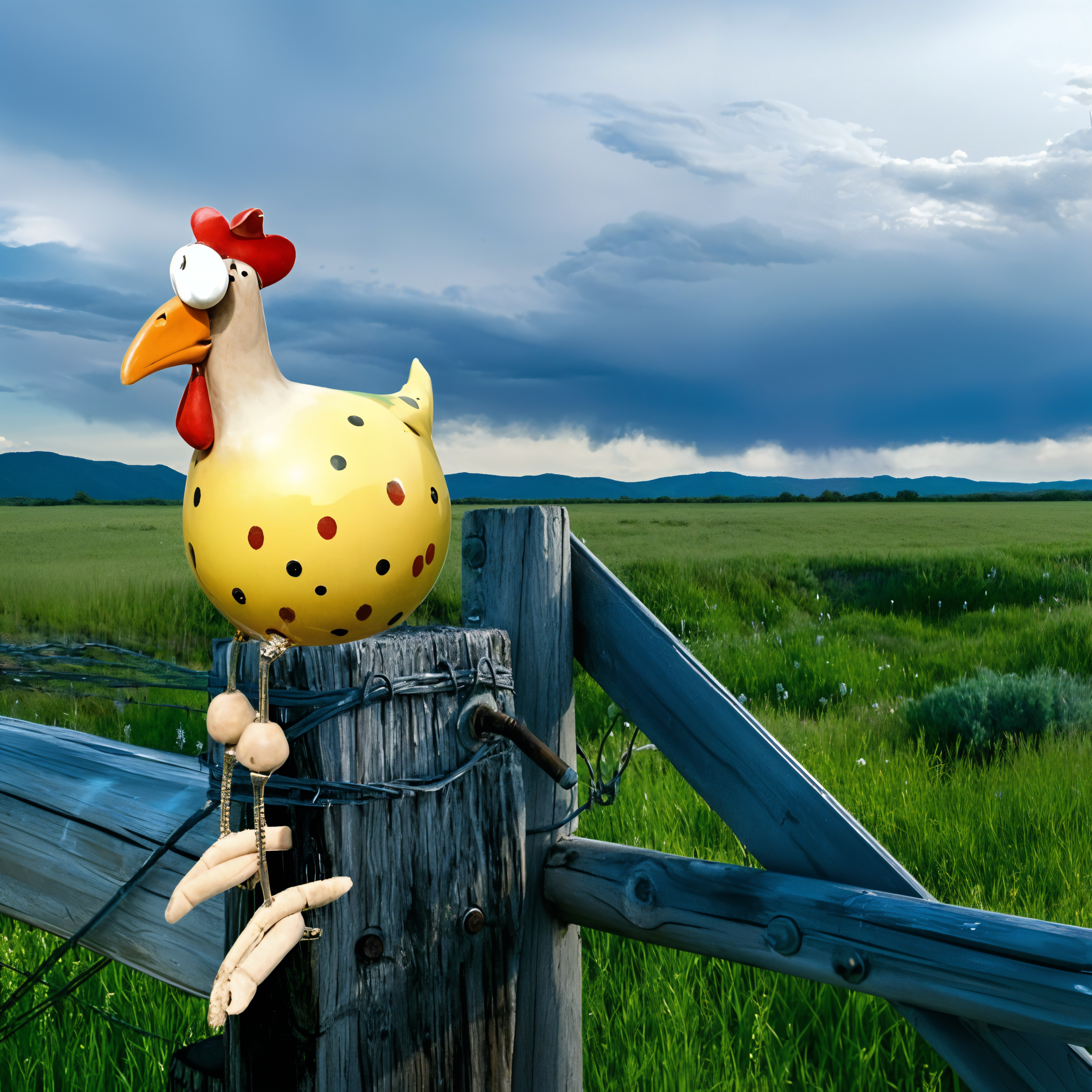 Funny Garden Chicken with Dangling Legs – Outdoor Decorative Ornament