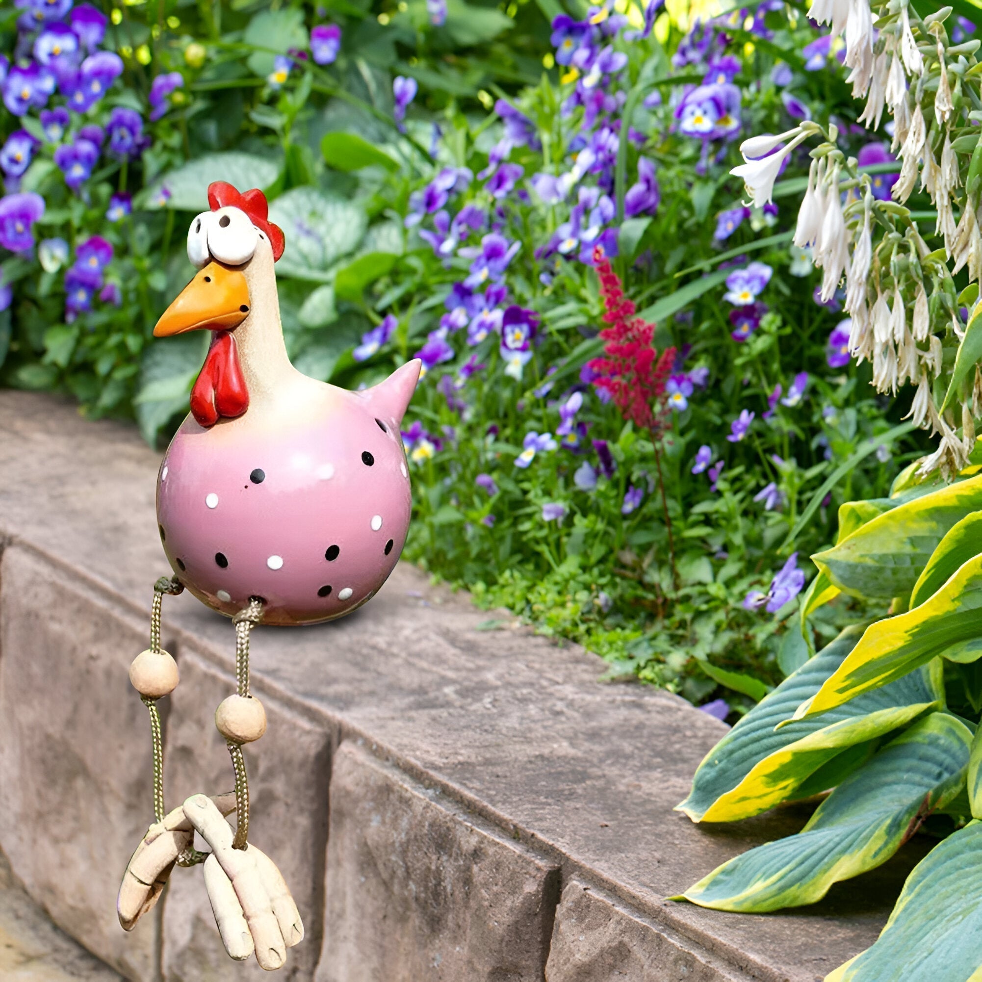 Funny Garden Chicken with Dangling Legs – Outdoor Decorative Ornament