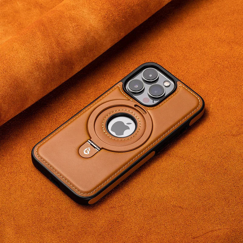Leather Magnetic iPhone Case | Slim Cover with Ring Holder