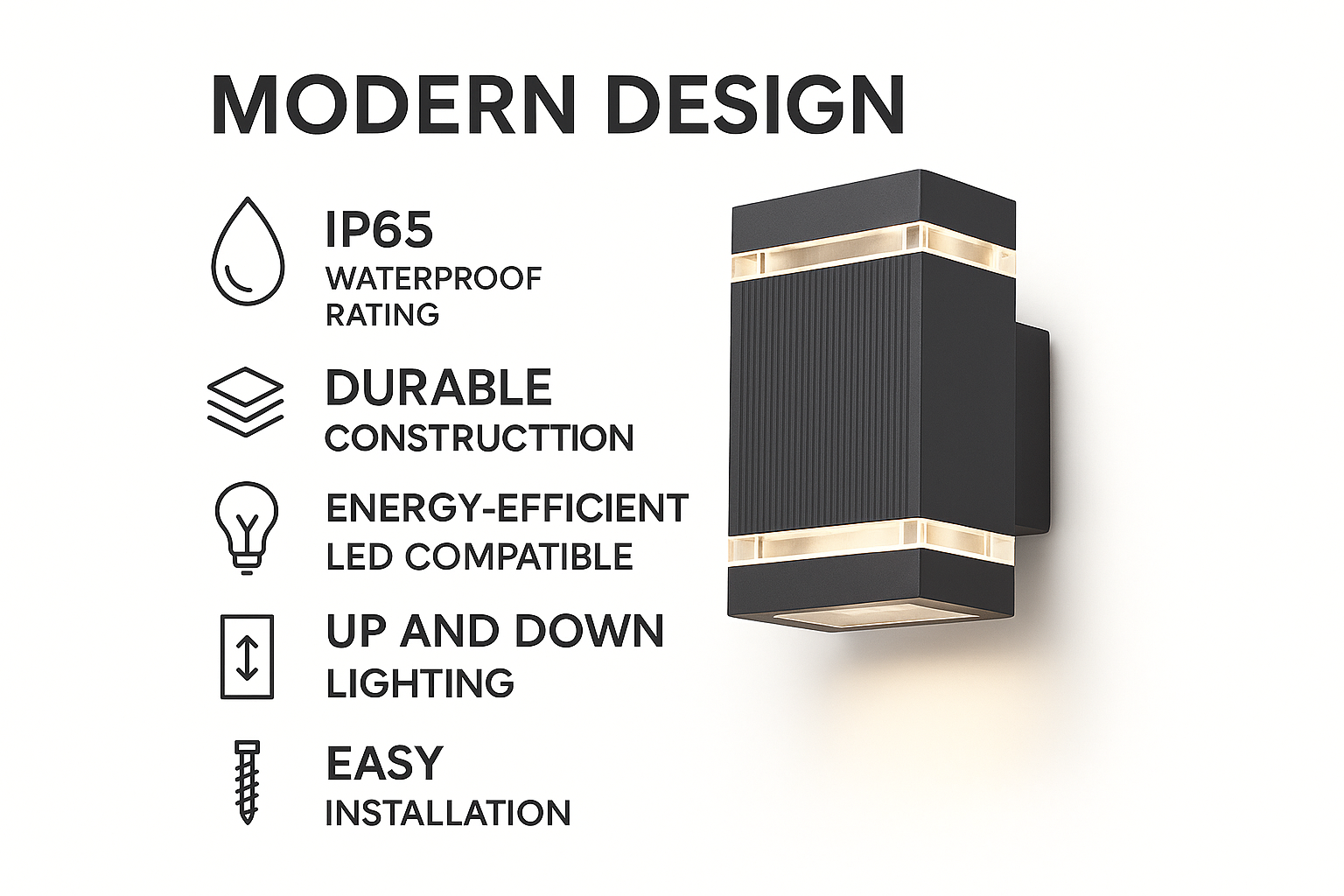 Modern Outdoor Wall Light | Waterproof Exterior LED Lamp