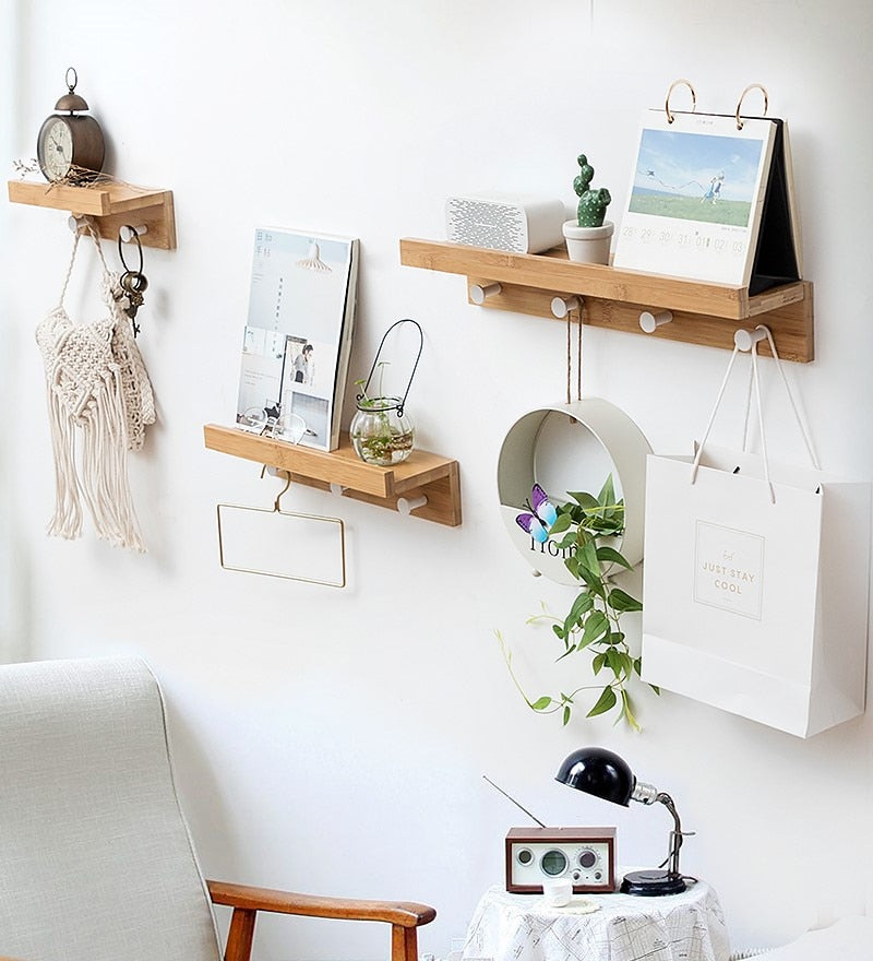 Cooper Wall Shelf | Stylish Storage Shelf with Hooks for Home Organization