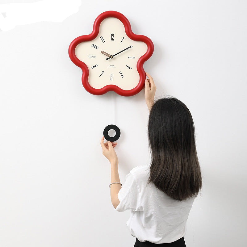 Flower Pendulum Clock | 3D Design Wall Clock for Bedroom Style