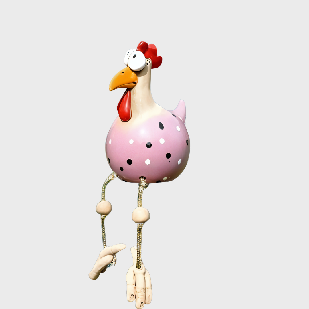 Funny Garden Chicken with Dangling Legs – Outdoor Decorative Ornament