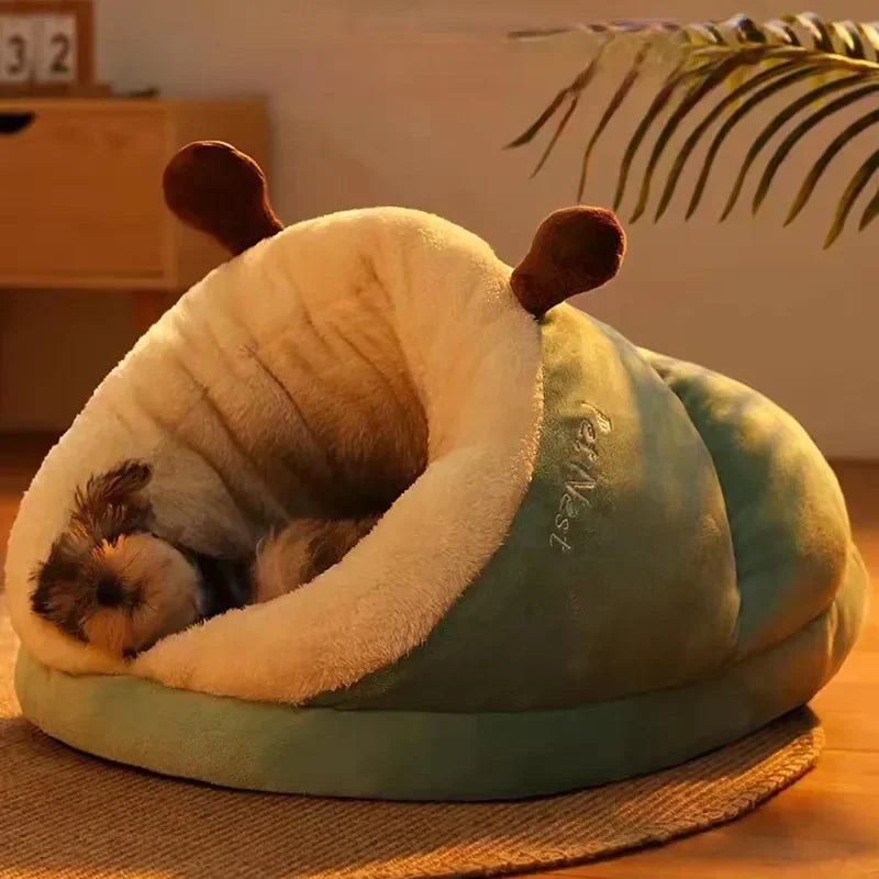 Soft Plush Dog Bed | Foldable Winter Pet House