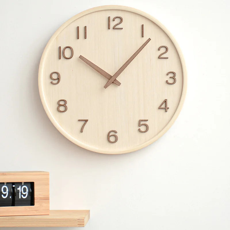 Japanese Style Wooden Wall Clock | Retro Design for Living Room, Office, and Bedroom