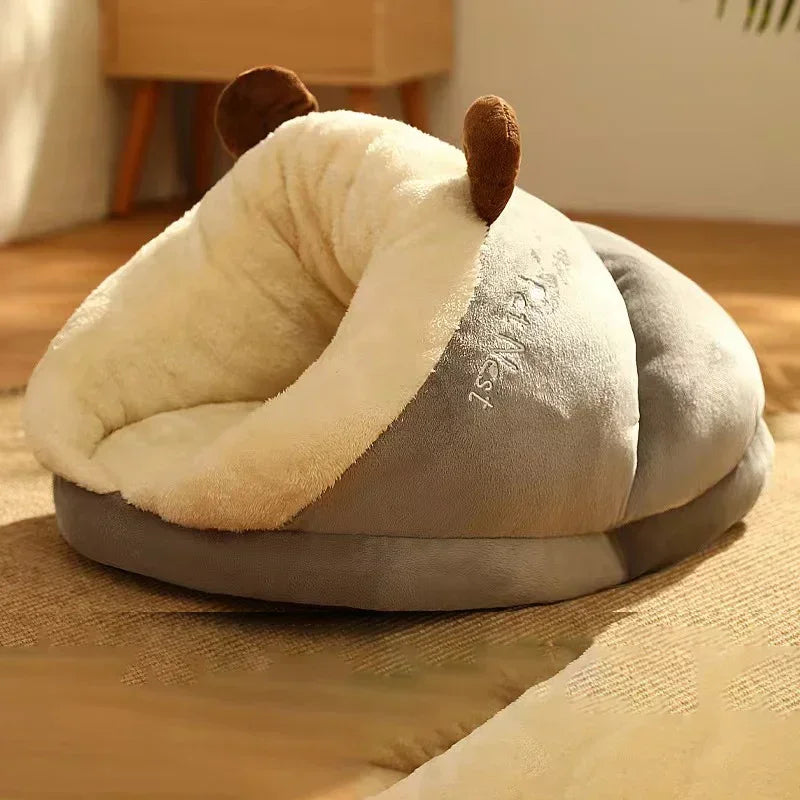 Soft Plush Dog Bed | Foldable Winter Pet House