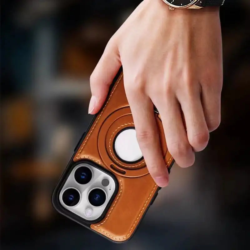 Leather Magnetic iPhone Case | Slim Cover with Ring Holder