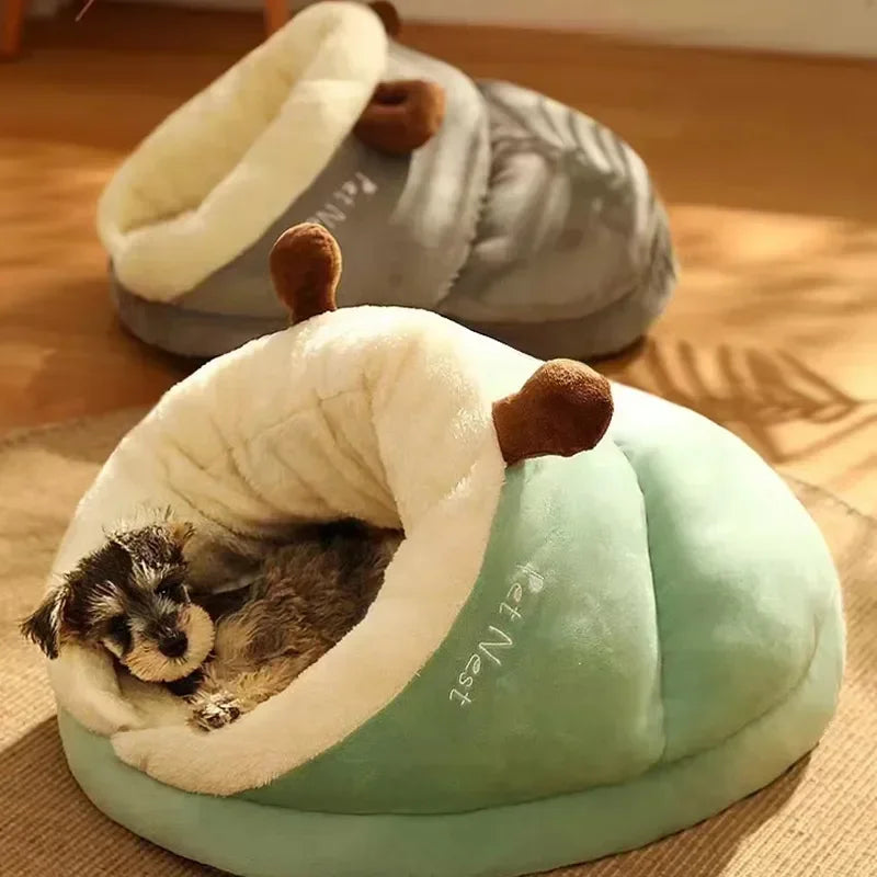 Soft Plush Dog Bed | Foldable Winter Pet House