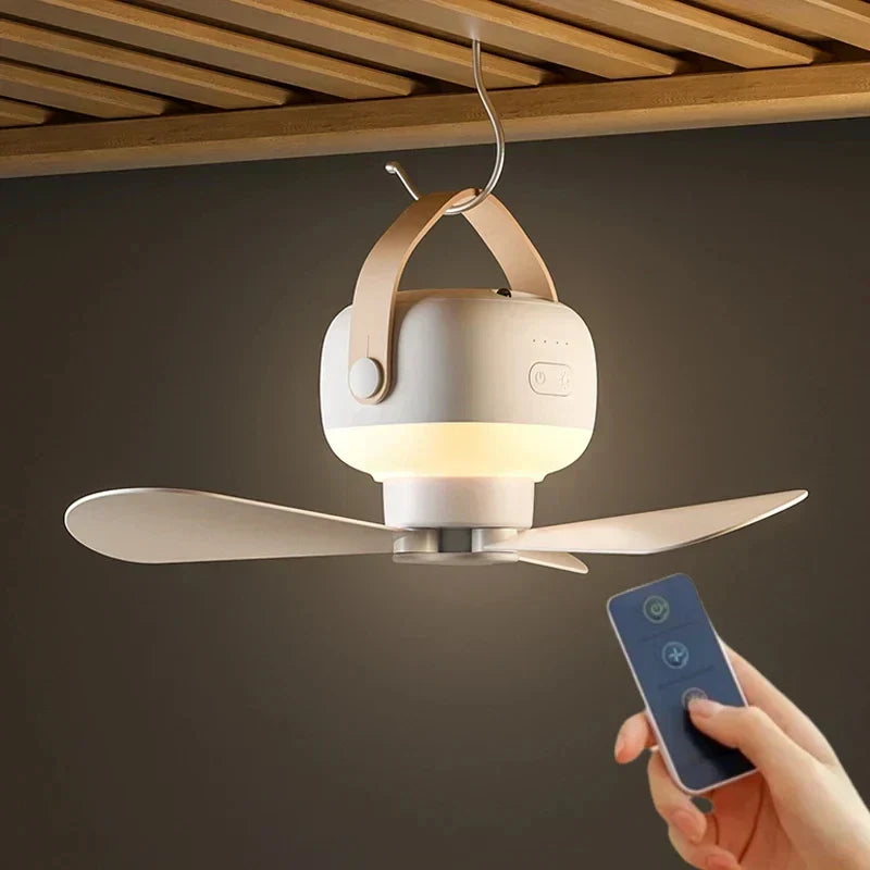 Luxyecs | Portable Ceiling Fan with LED Light – Rechargeable, Quiet & Compact for Home, Office & Outdoor Use