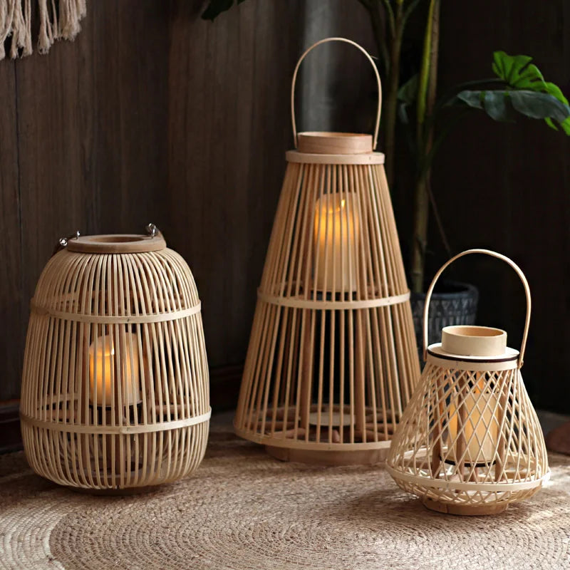 Rattan Bamboo Lanterns – Unique Decorative Lighting for Living Room, Bedroom, and Outdoor Spaces