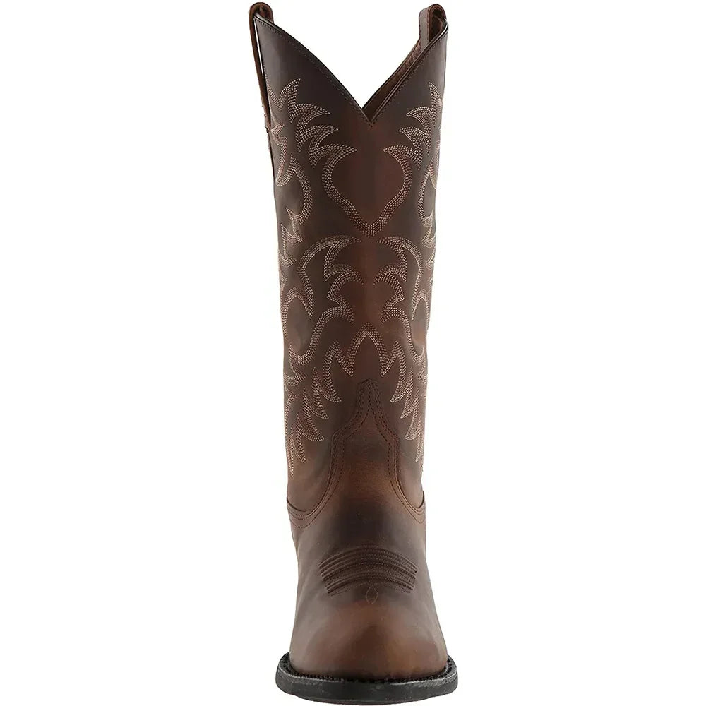 Stylish Men’s Cowboy Boots – Leather with Embossed Design