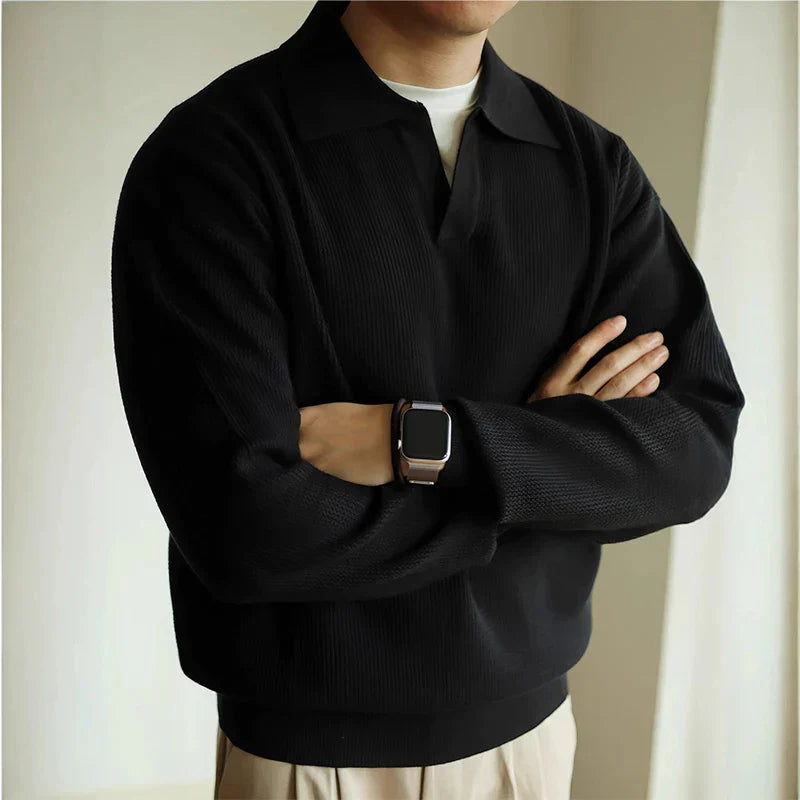 Men’s Long Sleeve Top | Casual Polo Style Shirt