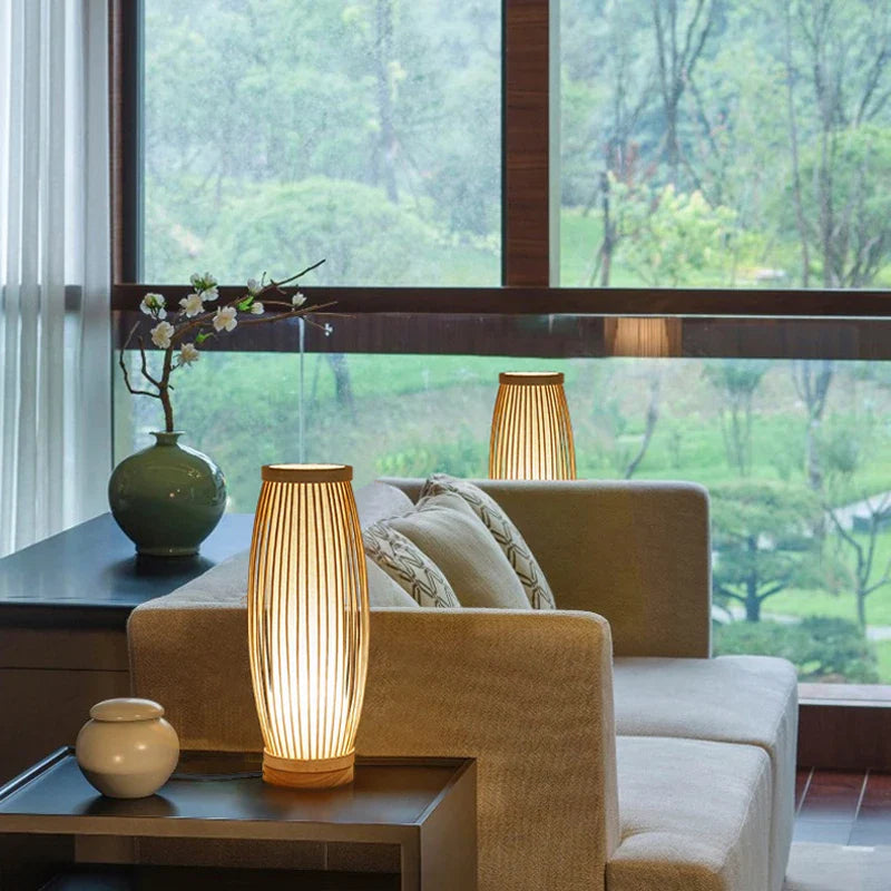 Japanese Zen Bamboo Bedside Lamp – Natural Harmony and Calm