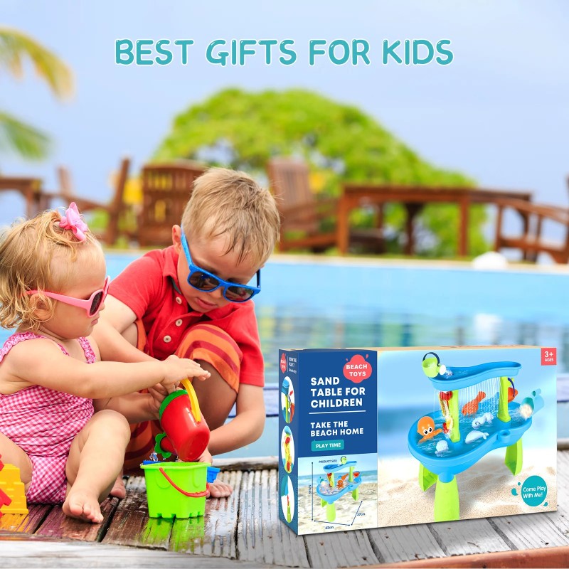 2-Tier Water & Sand Play Table – Sensory Outdoor Toy for Toddlers (Ages 1–3)