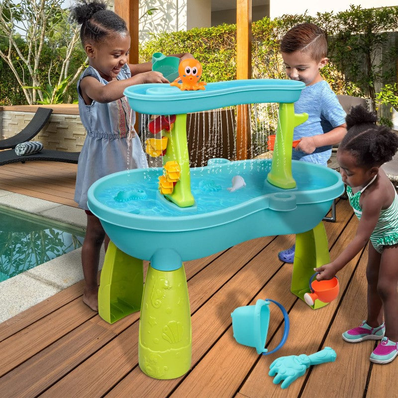 2-Tier Water & Sand Play Table – Sensory Outdoor Toy for Toddlers (Ages 1–3)