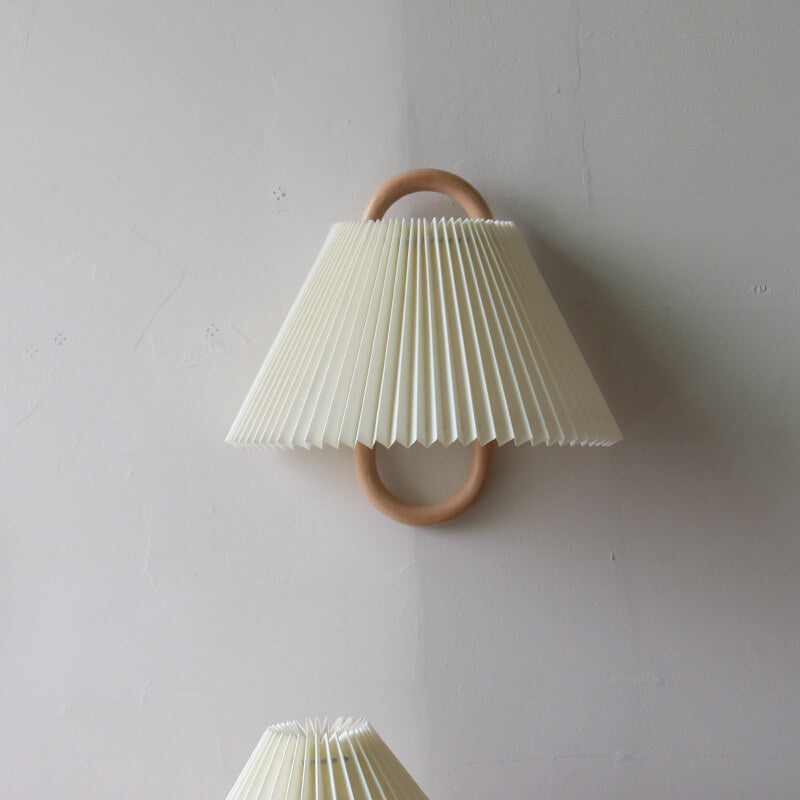 Modern Original Solid Wood Pleated Semi Circle Light Wall Sconce Lamp