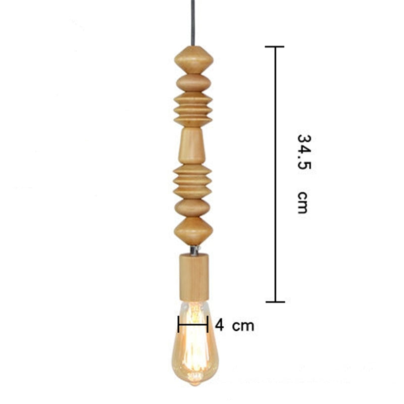 Boho Wooden Bead Pendant Light | Decorative Hanging Ceiling Lamp
