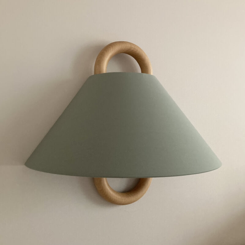 Modern Original Solid Wood Pleated Semi Circle Light Wall Sconce Lamp