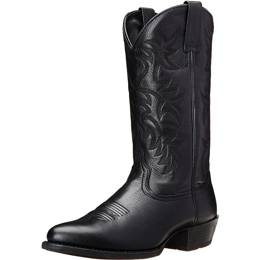 Stylish Men’s Cowboy Boots – Leather with Embossed Design