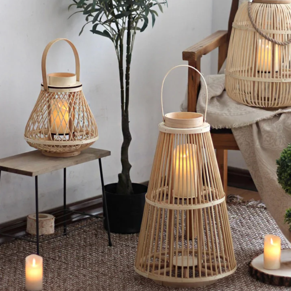 Rattan Bamboo Lanterns – Unique Decorative Lighting for Living Room, Bedroom, and Outdoor Spaces